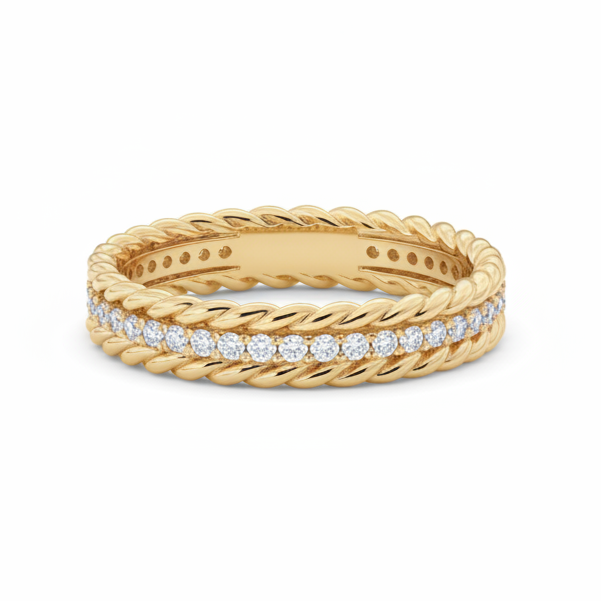 Kroucený diamantový snubní prsten – 14K zlato