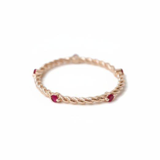 Twisted Wedding Band With Ruby