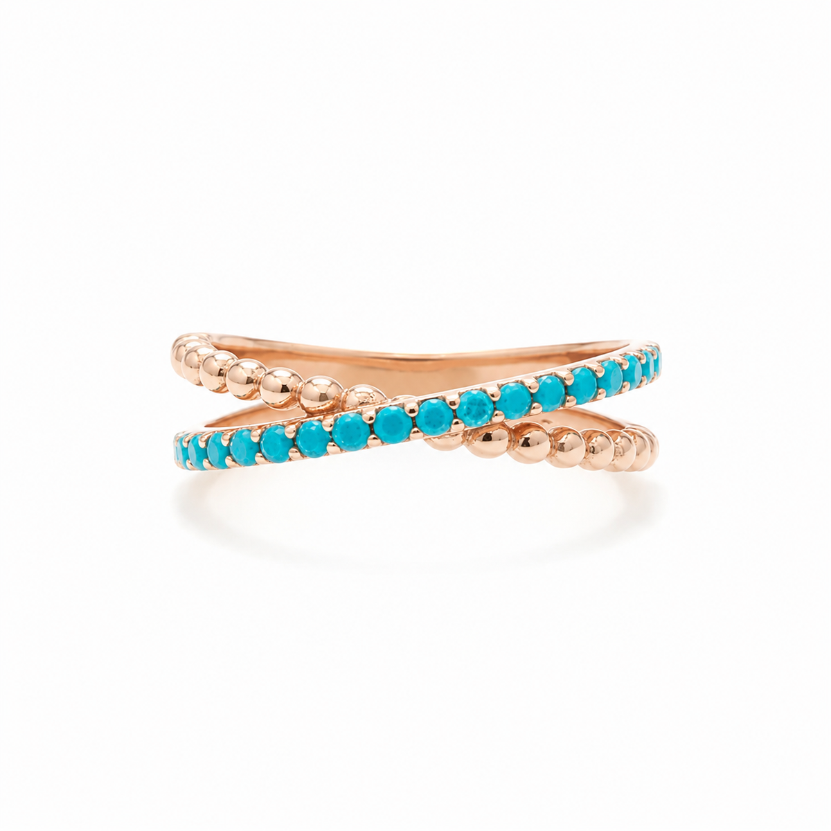 Criss Cross Turquoise Gold Ring