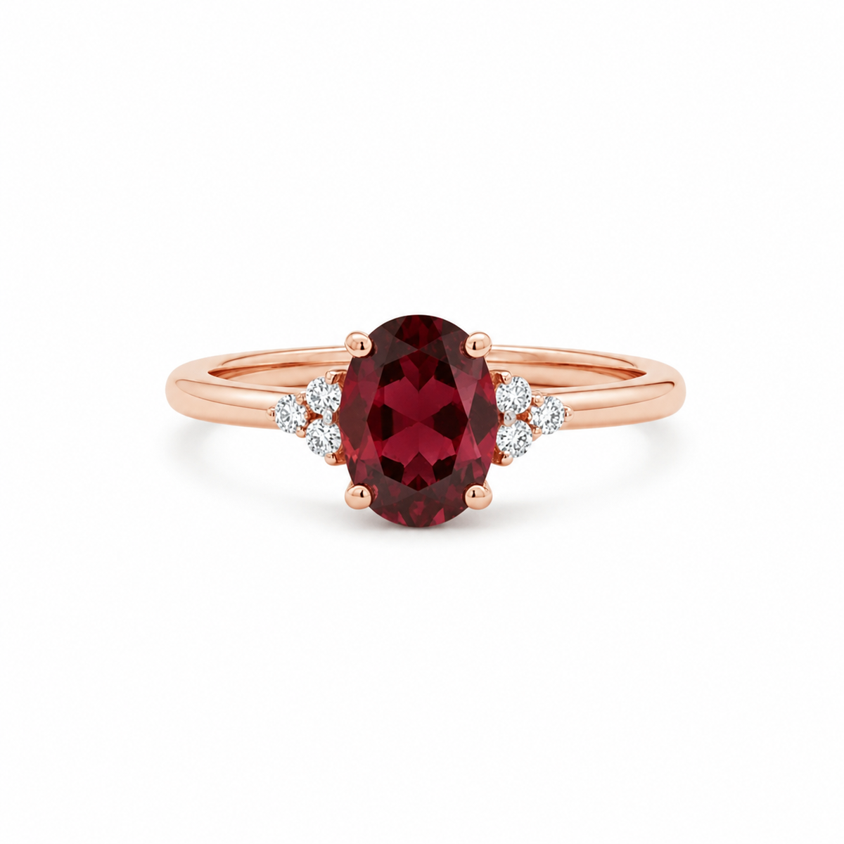 Art Deco Garnat Engagement Ring with Diamond - 14k Gold Oval Granet Ring - přírodní prsten granátu - pevný zlatý granátový prsten s diamantem