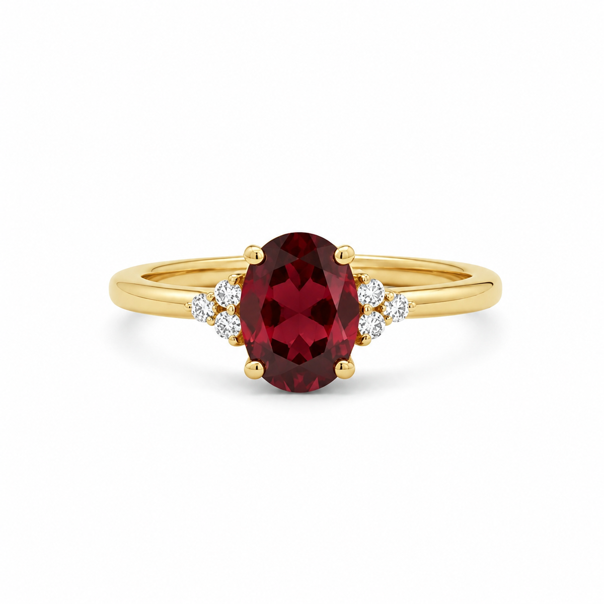 Garnet Engagement Ring With Diamond – Solenne