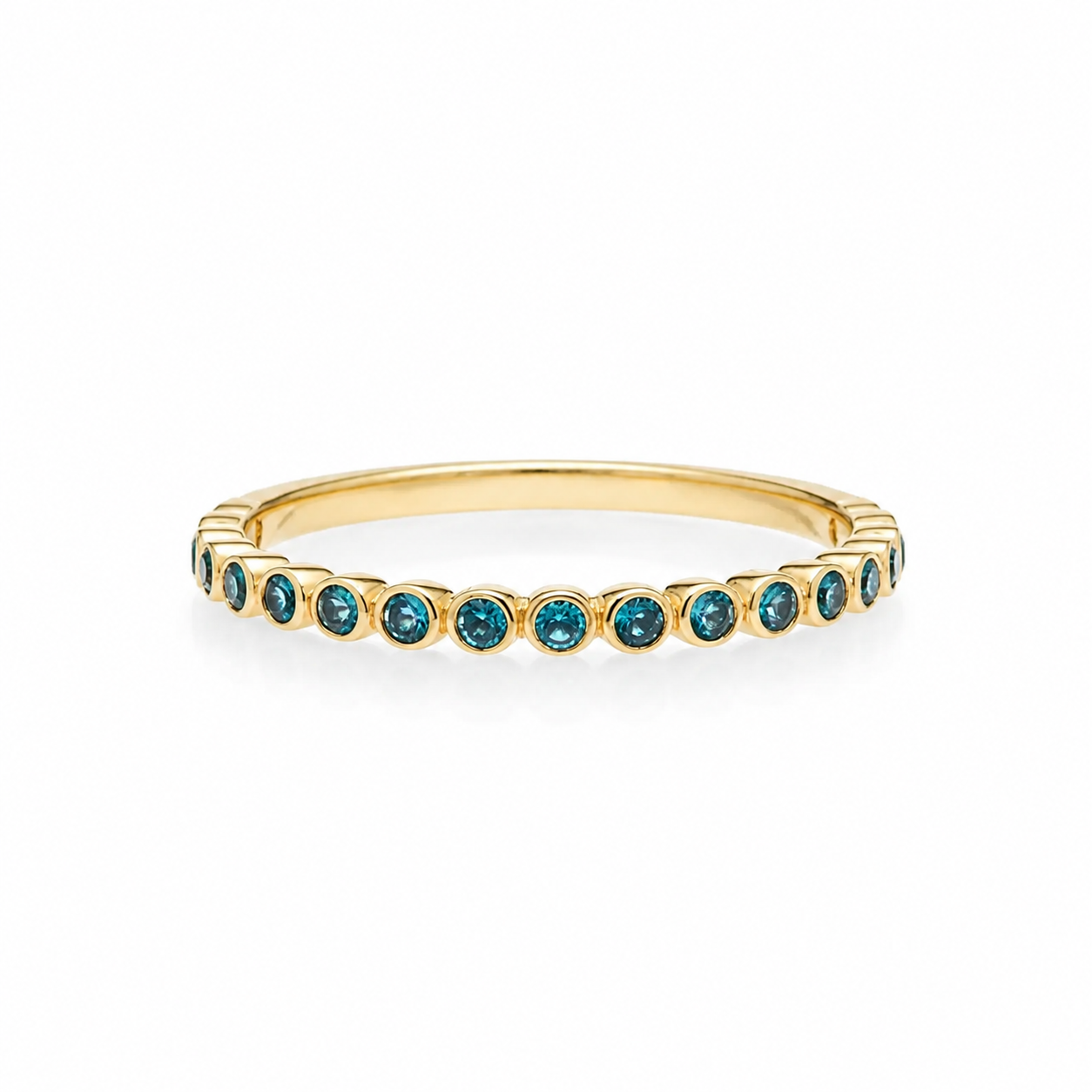 Bezel Set London Blue Topaz Stack Ring - Eternity Band