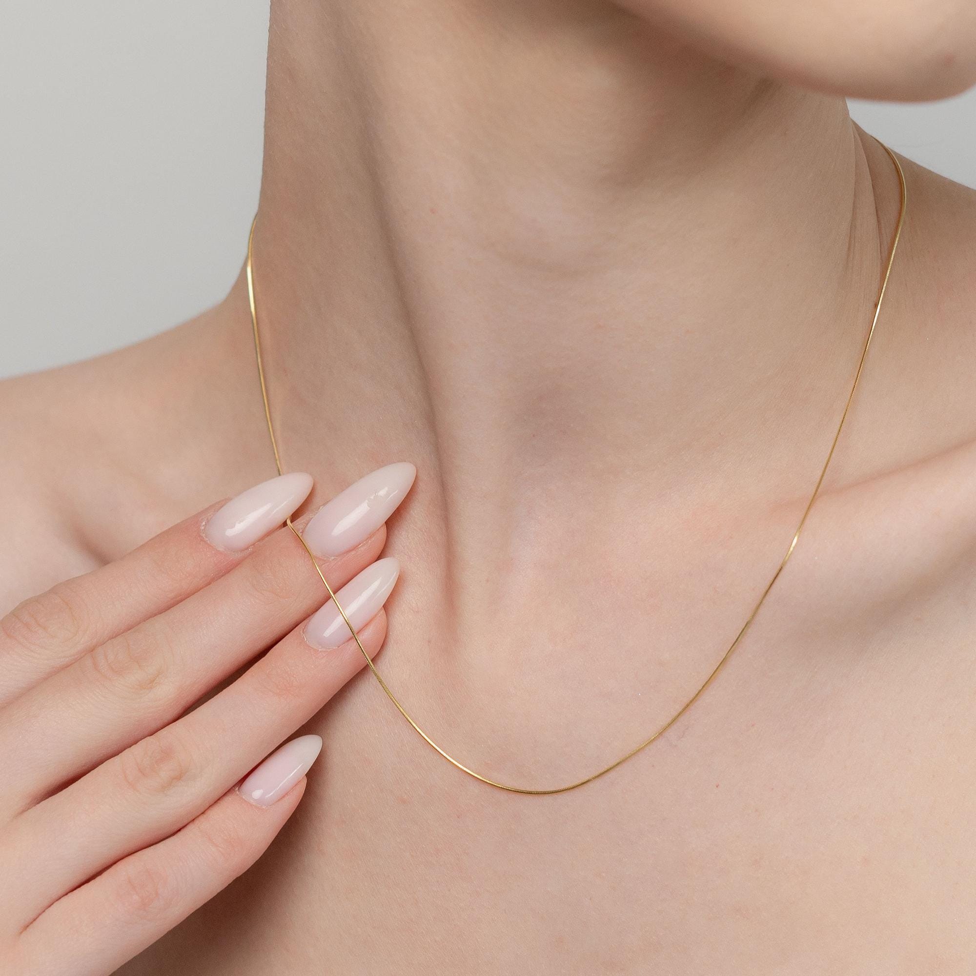 Massive Goldkette – 14 Karat Goldkette – Zarte Goldkette – Schlangen-Goldkette –