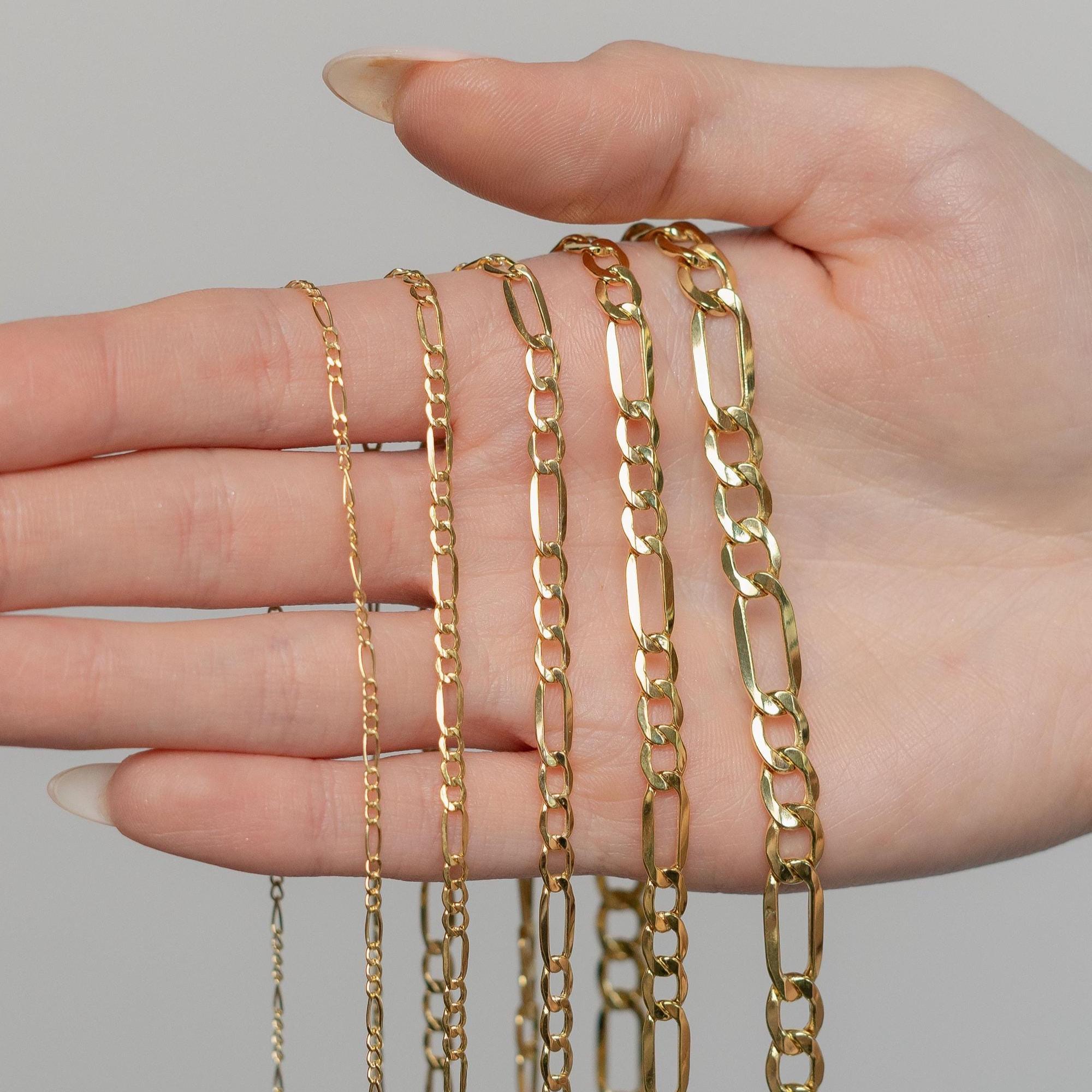 Figaro-Halskette aus massivem Gold – 14-karätige Goldkette – Herren-Goldkette – Damen-Goldkette – Goldhalskette als Geschenk für Herren und Damen