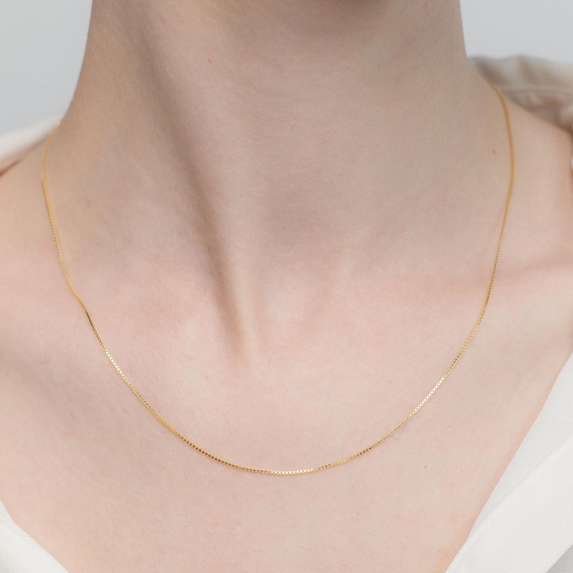 Halskette aus massivem Gold – 14 Karat Goldkette – Dünne Boxkette – Zarte Goldkette – 14 Karat Minimalistische Goldkette
