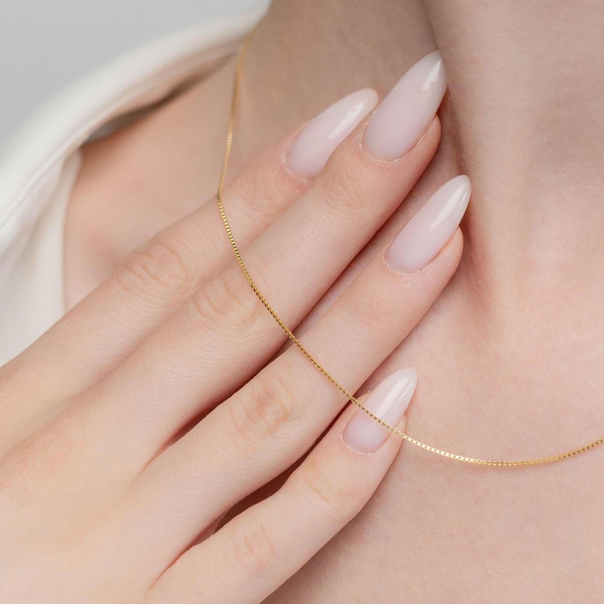 Halskette aus massivem Gold – 14 Karat Goldkette – Dünne Boxkette – Zarte Goldkette – 14 Karat Minimalistische Goldkette