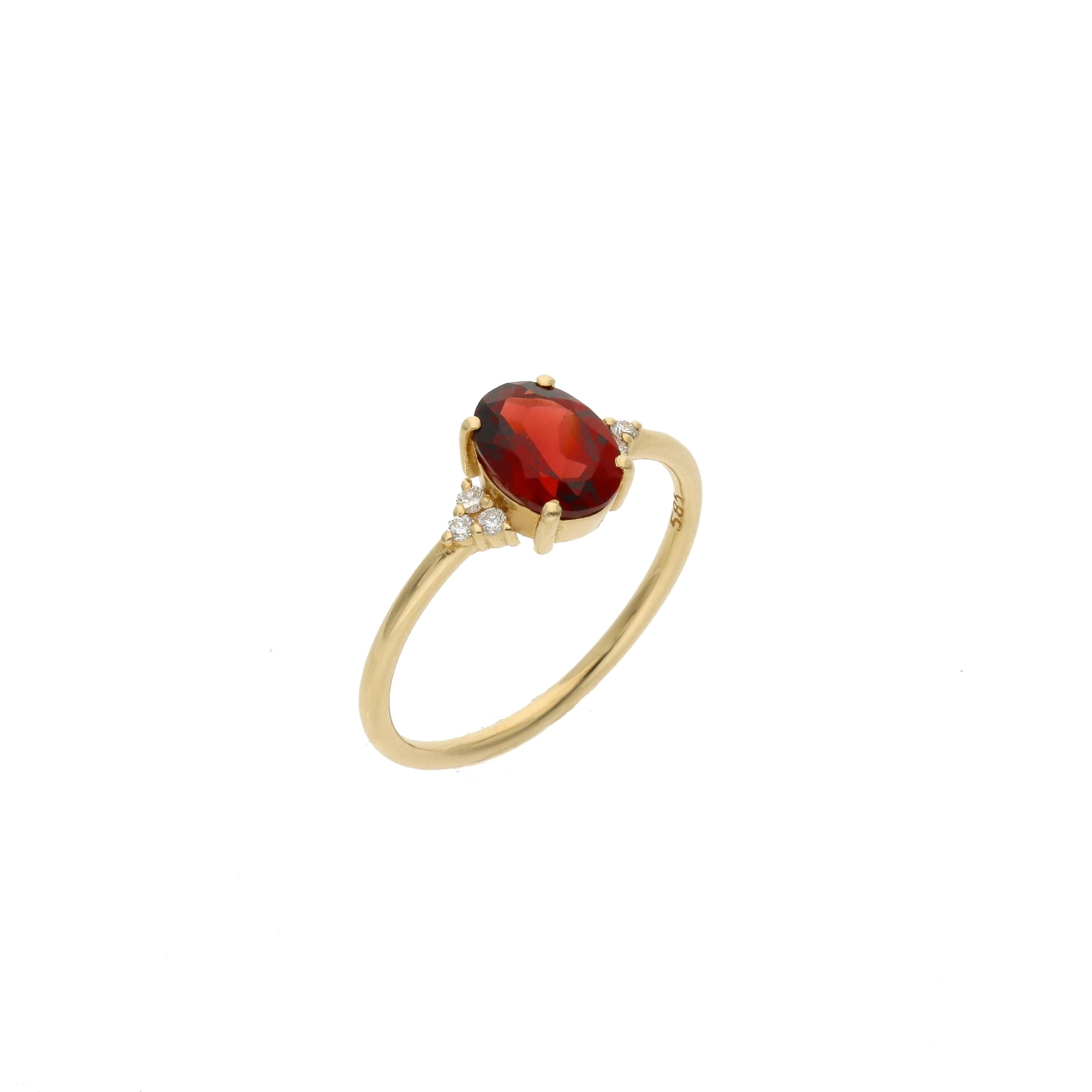 Art Deco Garnet Engagement Ring With Diamond