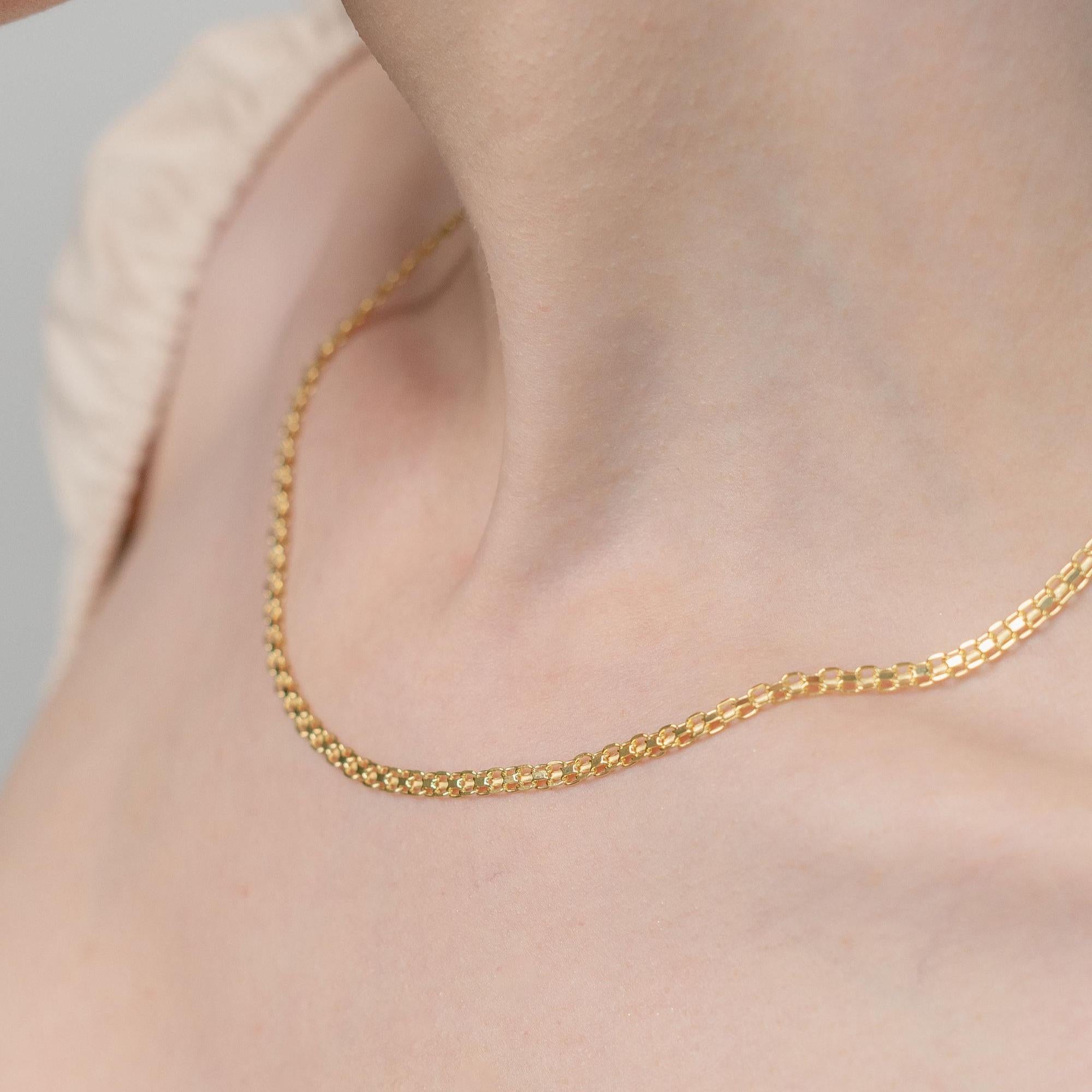 Halskette aus 14 Karat Gelbgold – Halskette aus massivem Gold im Bismarck-Design – Kette aus 14 Karat Gold – Schmale Halskette aus Gold im Bismarck-Design – Geschenk für Damen