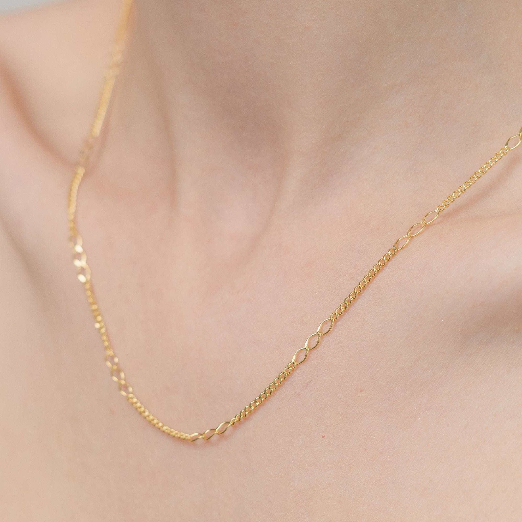 Halskette aus 14 Karat Gelbgold – Halskette aus massivem Gold – Kette aus 14 Karat Gold – Zarte Goldkette – Geschenk für Damen
