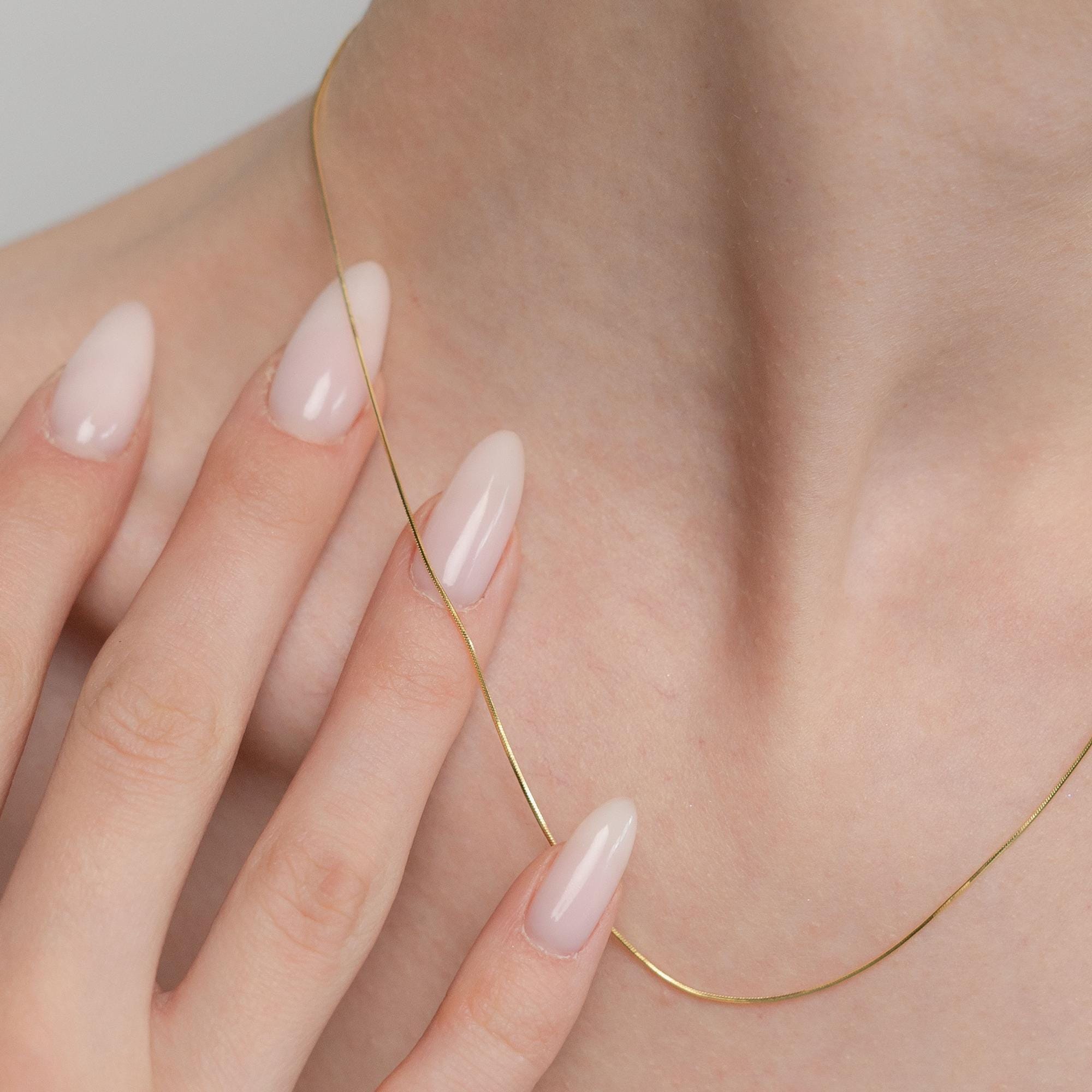 Massive Goldkette – 14 Karat Goldkette – Zarte Goldkette – Schlangen-Goldkette –