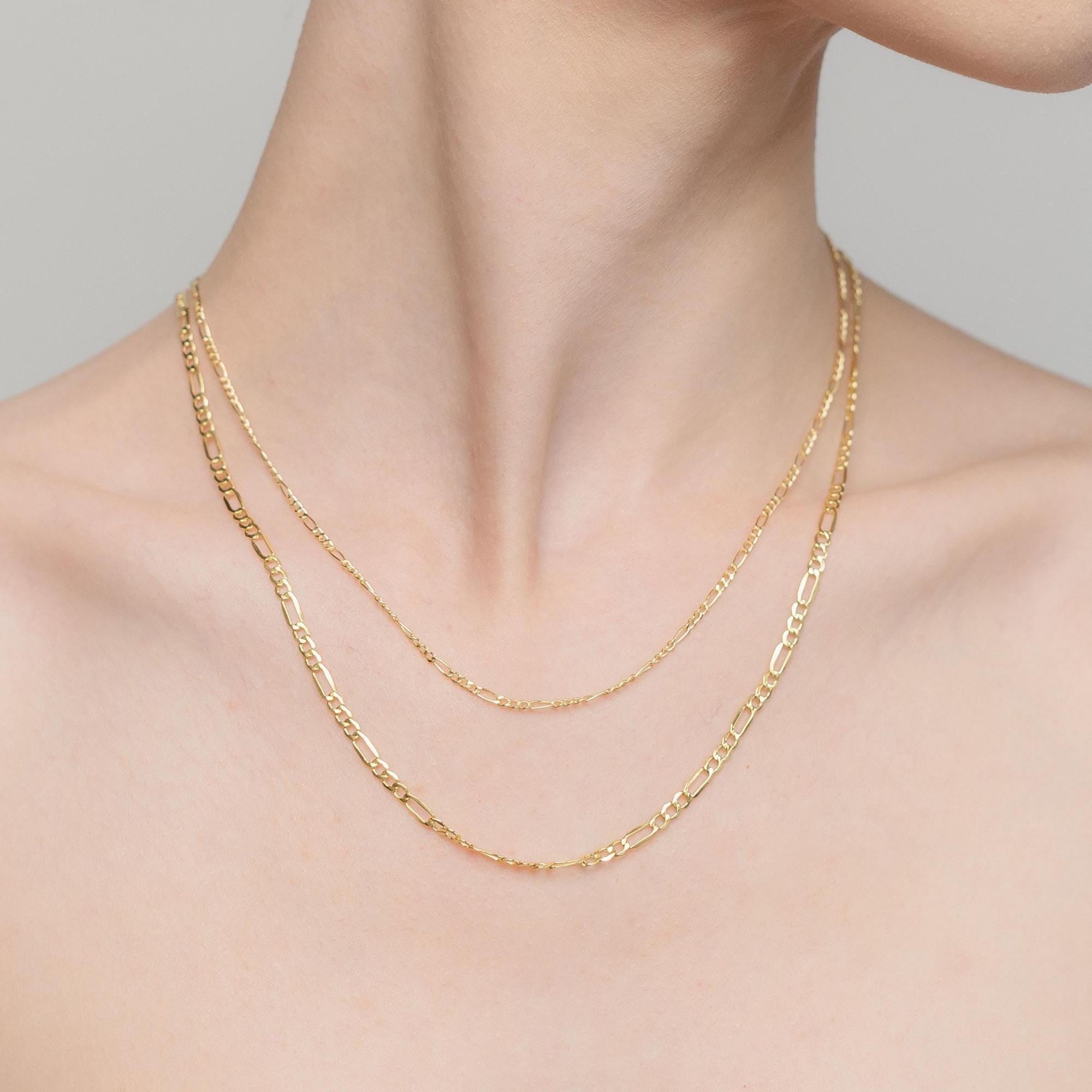 Figaro-Halskette aus massivem Gold – 14-karätige Goldkette – Herren-Goldkette – Damen-Goldkette – Goldhalskette als Geschenk für Herren und Damen
