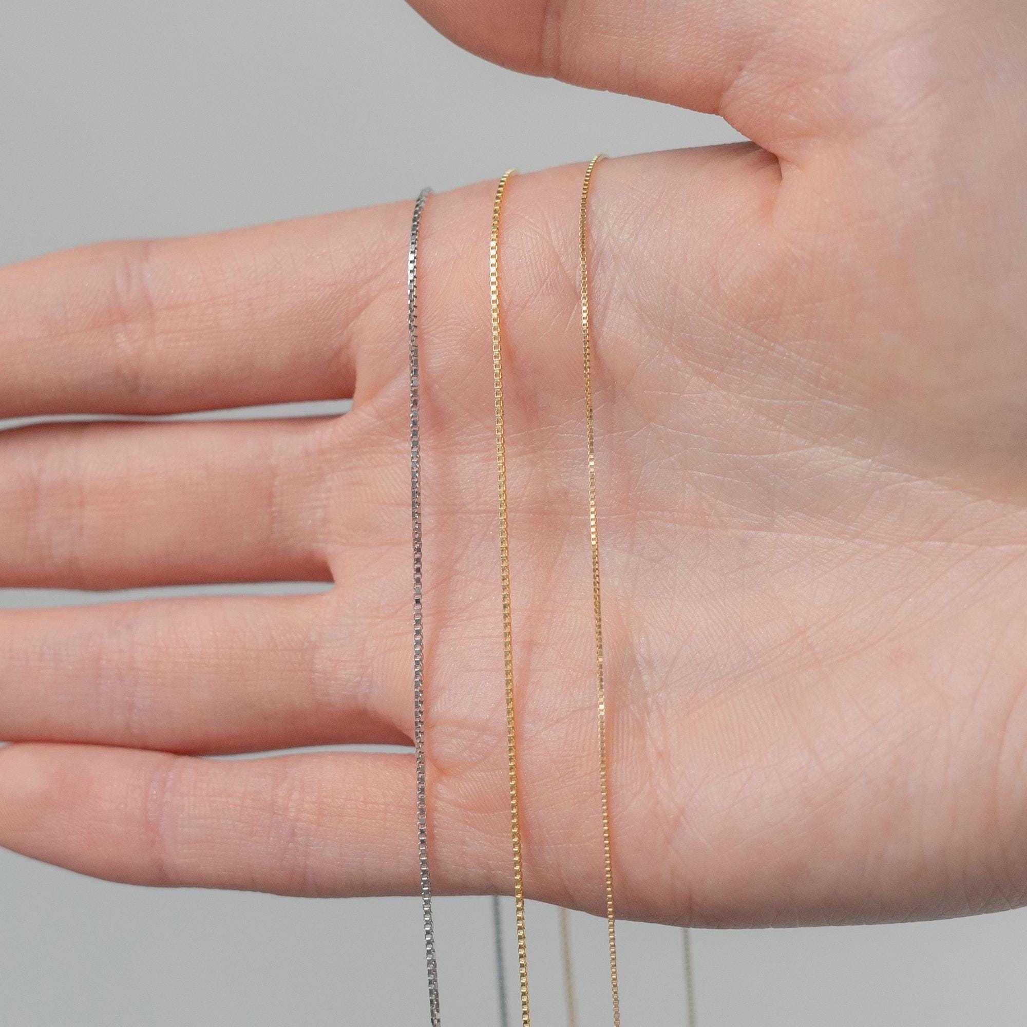 Halskette aus massivem Gold – 14 Karat Goldkette – Dünne Boxkette – Zarte Goldkette – 14 Karat Minimalistische Goldkette