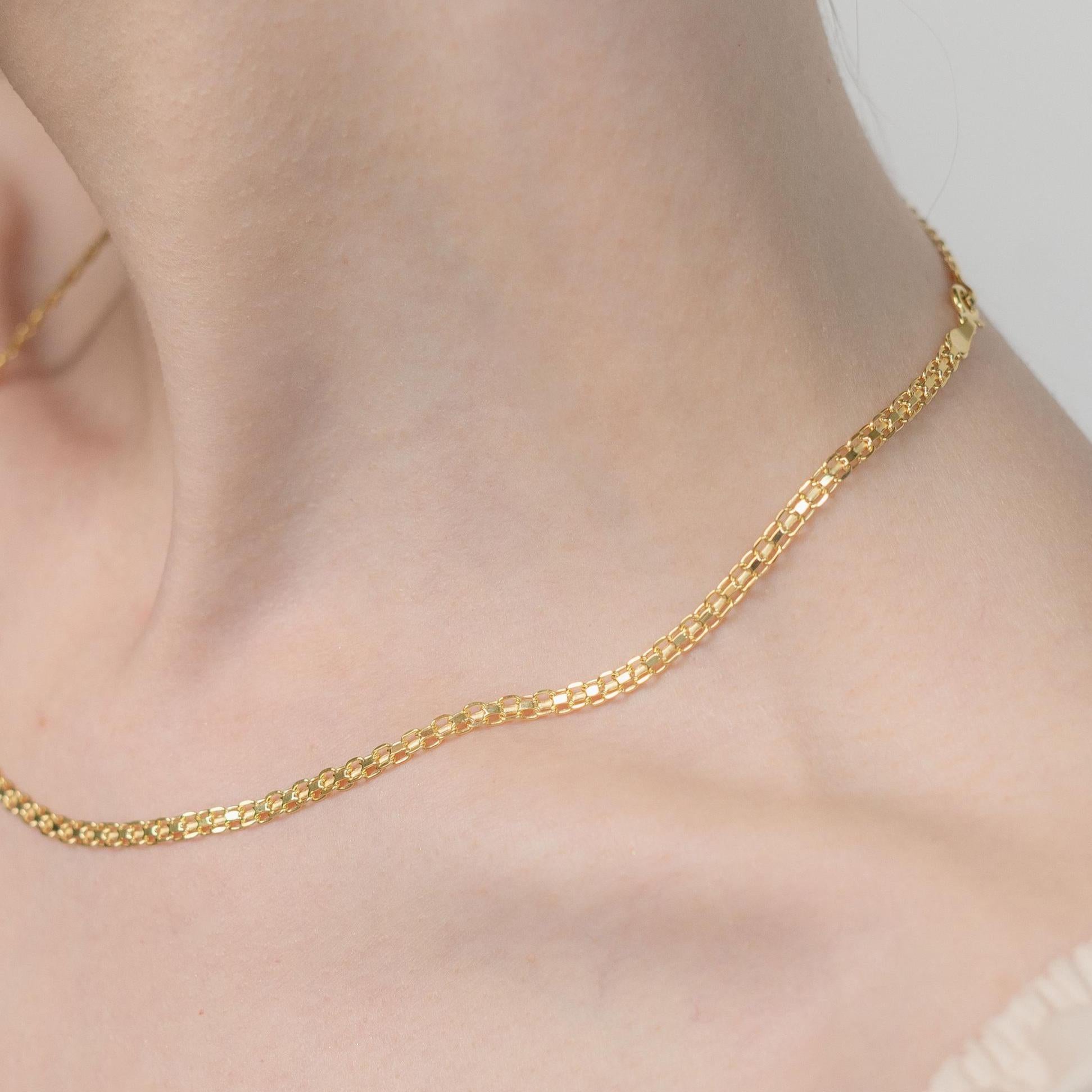 Halskette aus 14 Karat Gelbgold – Halskette aus massivem Gold im Bismarck-Design – Kette aus 14 Karat Gold – Schmale Halskette aus Gold im Bismarck-Design – Geschenk für Damen