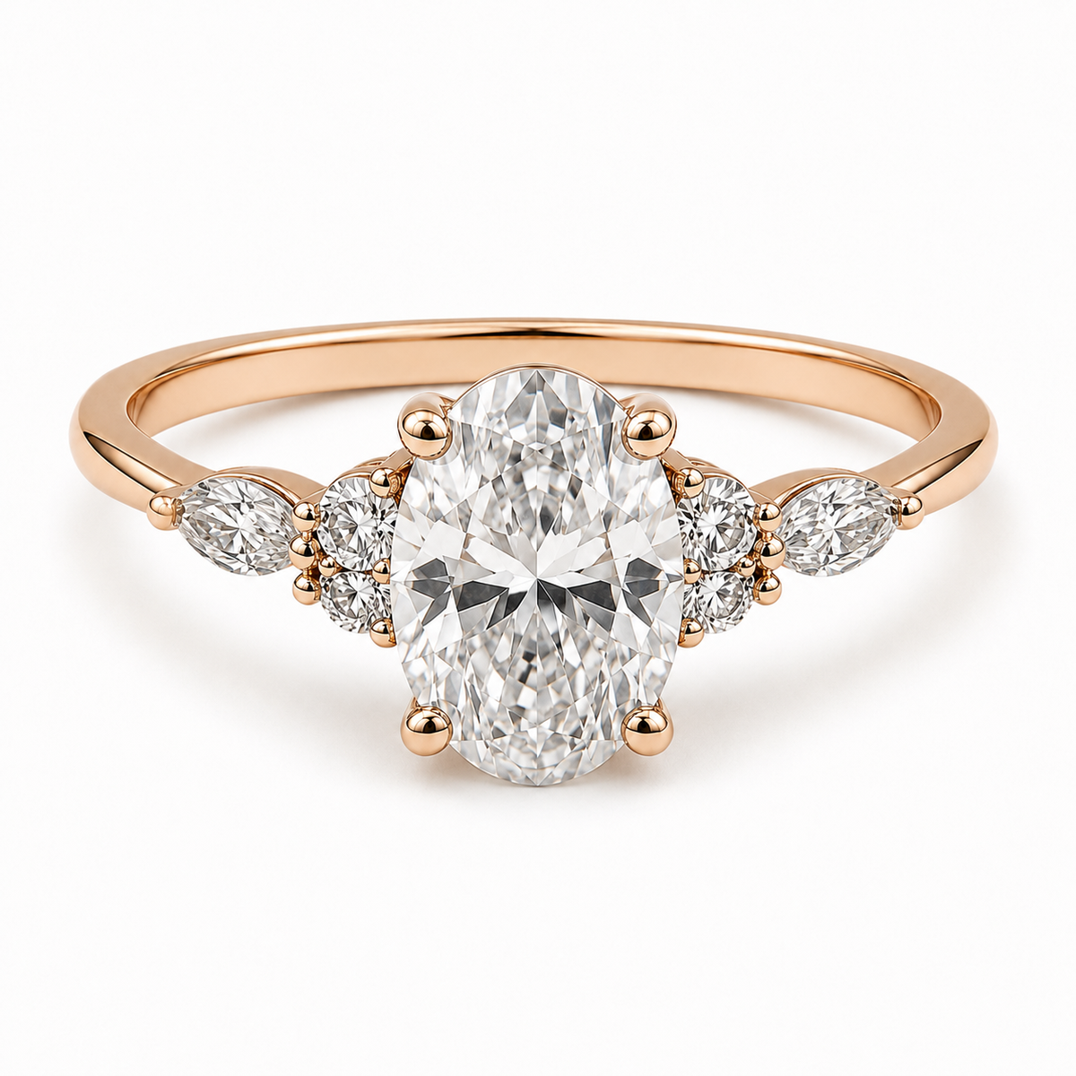 Oval Cut Diamond Engagement Ring - Lab Grown