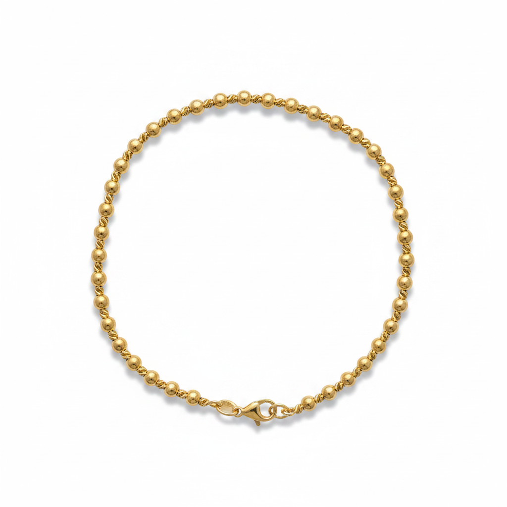 14K Gold Bead Round Bracelet