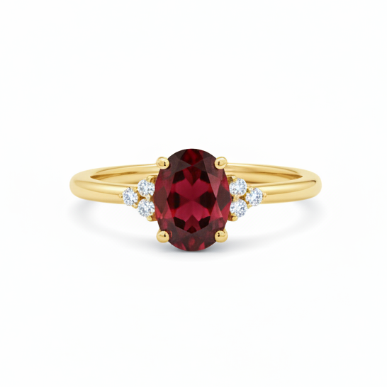 Art Deco Garnet Engagement Ring With Diamond