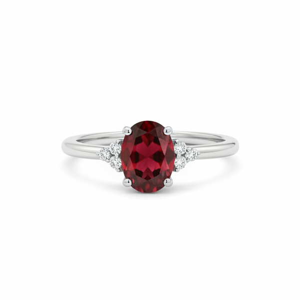 Art Deco Granat Verlobungsring mit Diamant