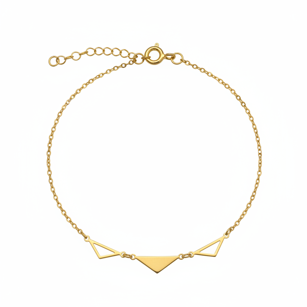 14K Gold Geometric Triangle Bracelet