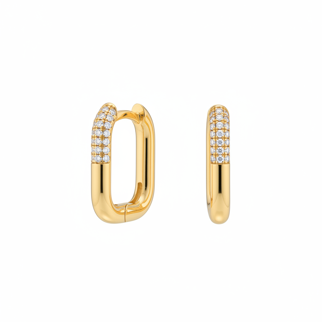 Rectangular Pave Huggie Earrings