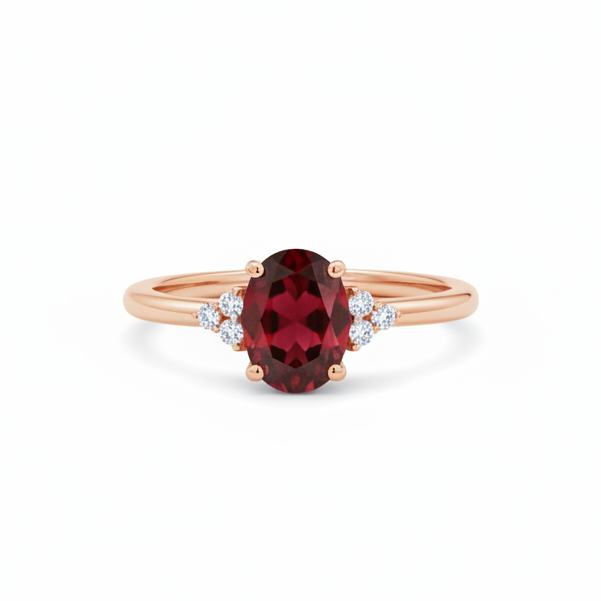 Garnet Engagement Ring With Diamond – Solenne