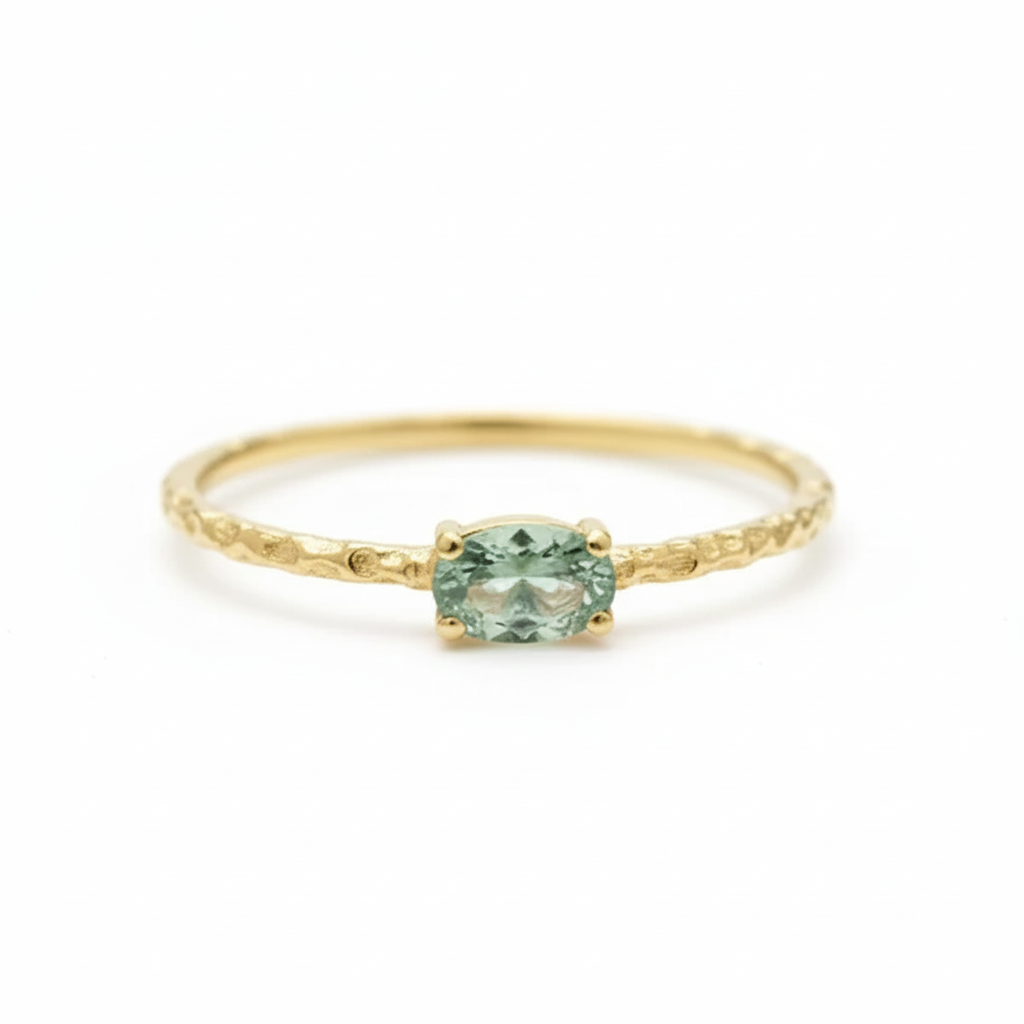 Solitaire Oval Green Sapphire Ring - Terra Gem