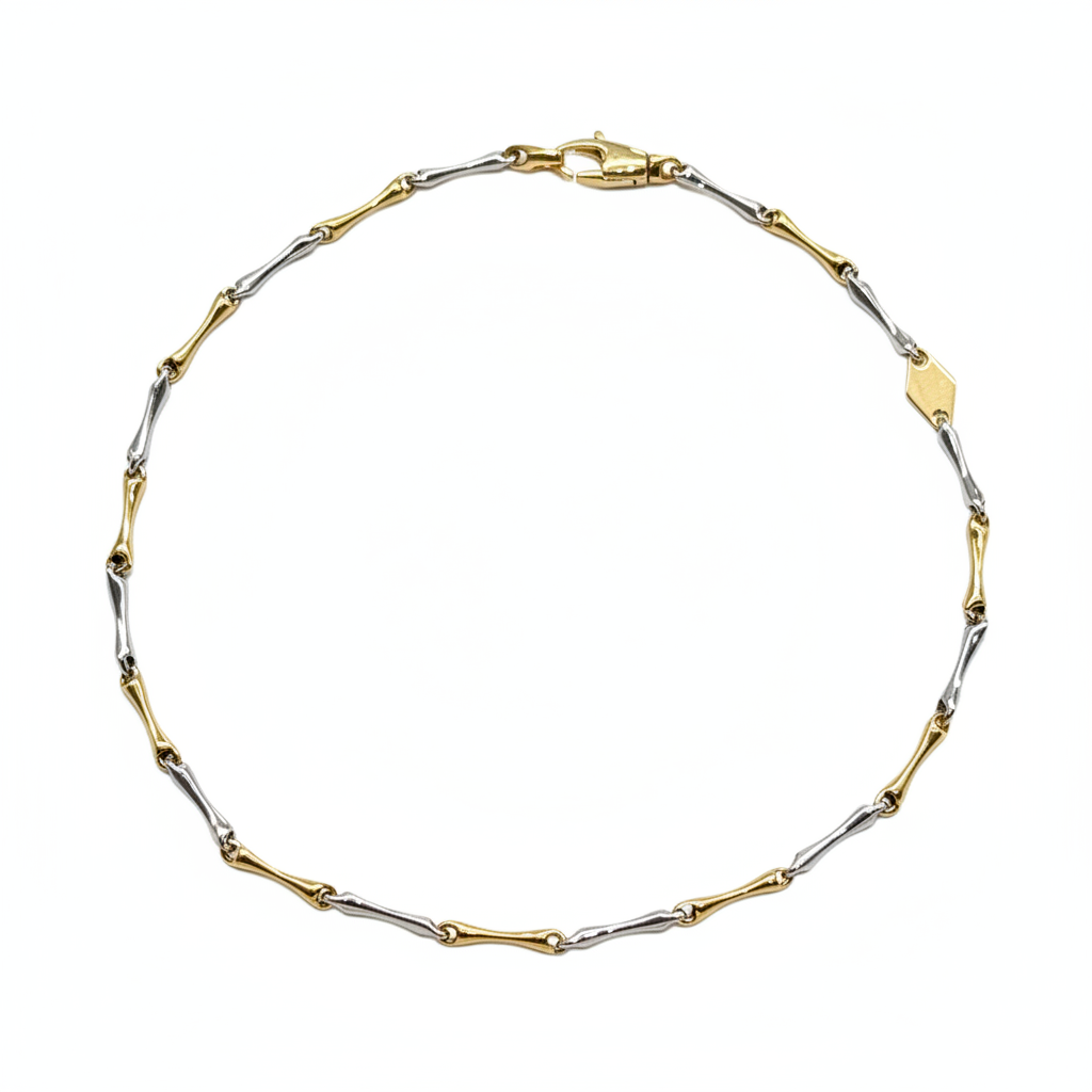 14K Two-Tone Bar Link Bracelet 2.00mm