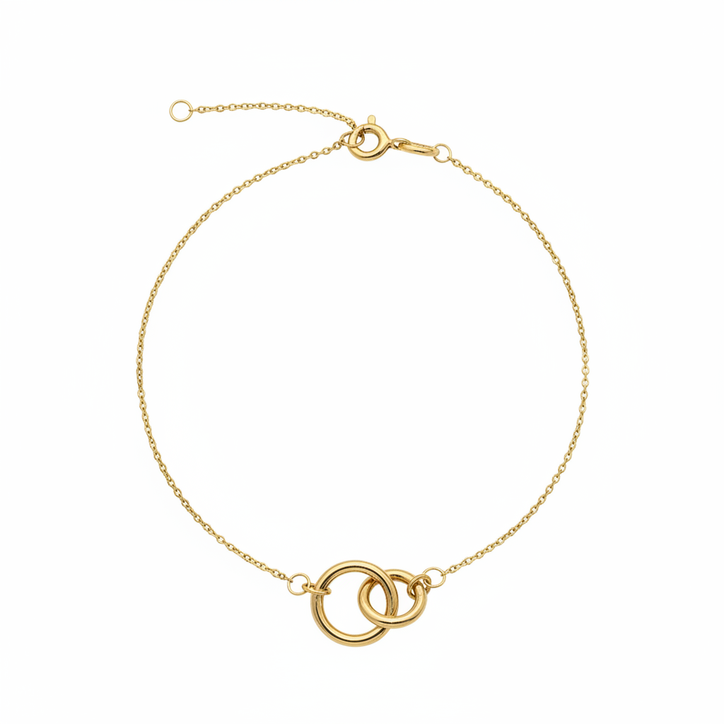 14K Gold Interlocking Circles Bracelet 0.65mm