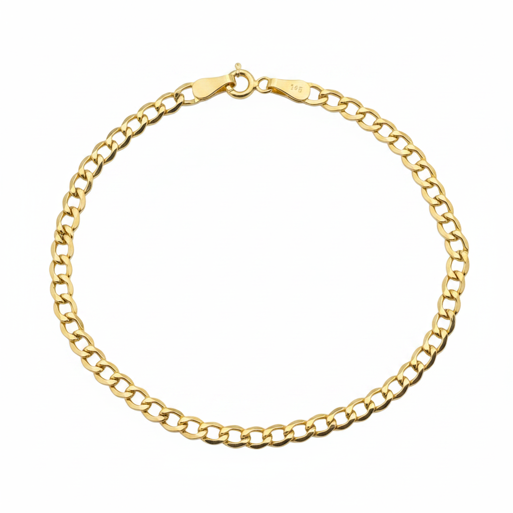 14K Gold Curb Chain Bracelet 4.45mm