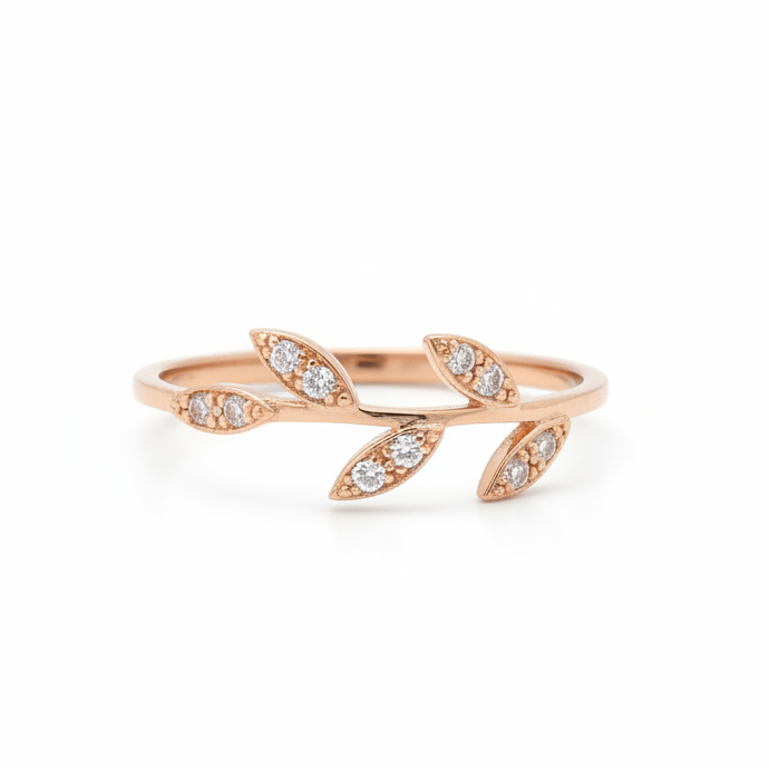 Diamantový snubní prsten Olive Leaf – 14K zlato