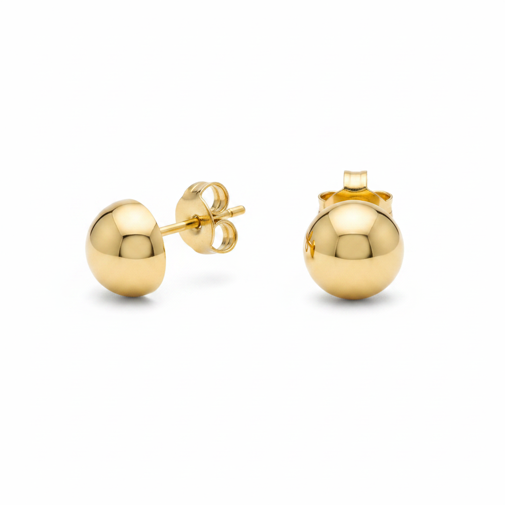 14K Gold Half Ball Stud Earrings