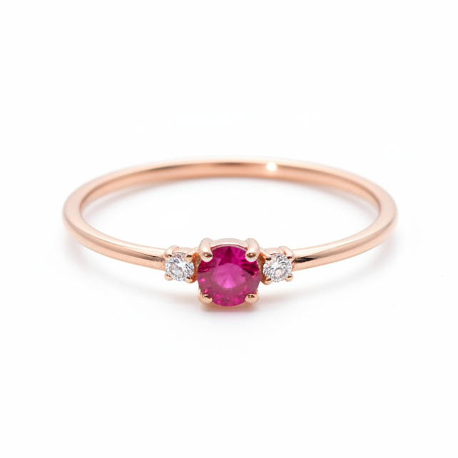 Zarter Gold Rubin Ring mit Diamant