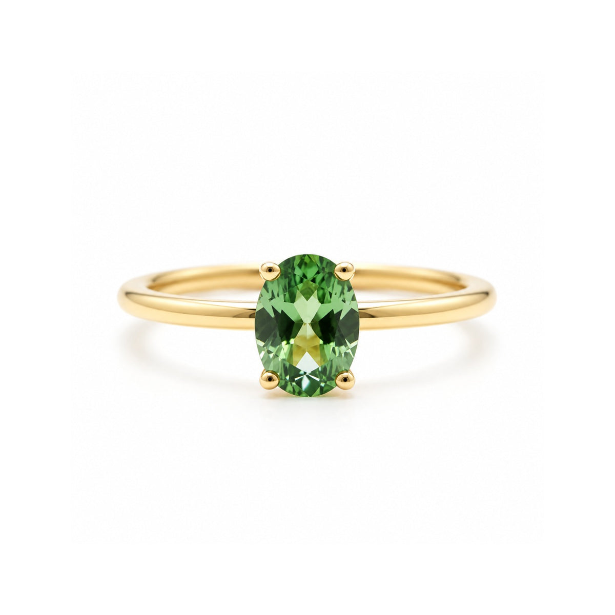 Solitaire Oval Green Tourmaline Ring