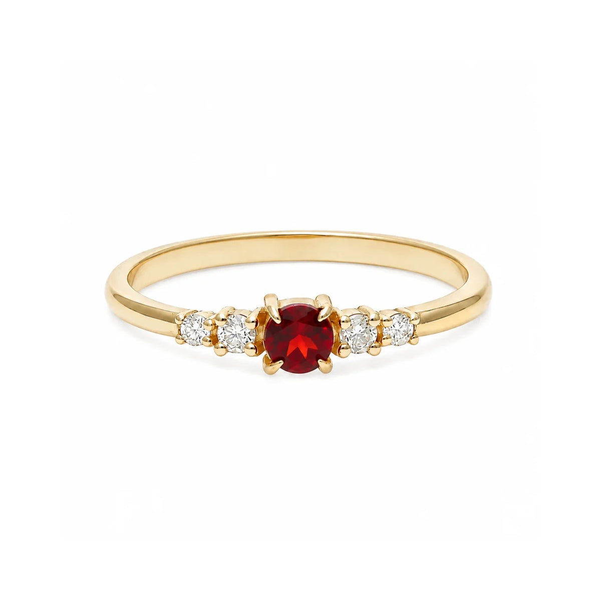 Dainty Garnet Engagement Ring With Diamond