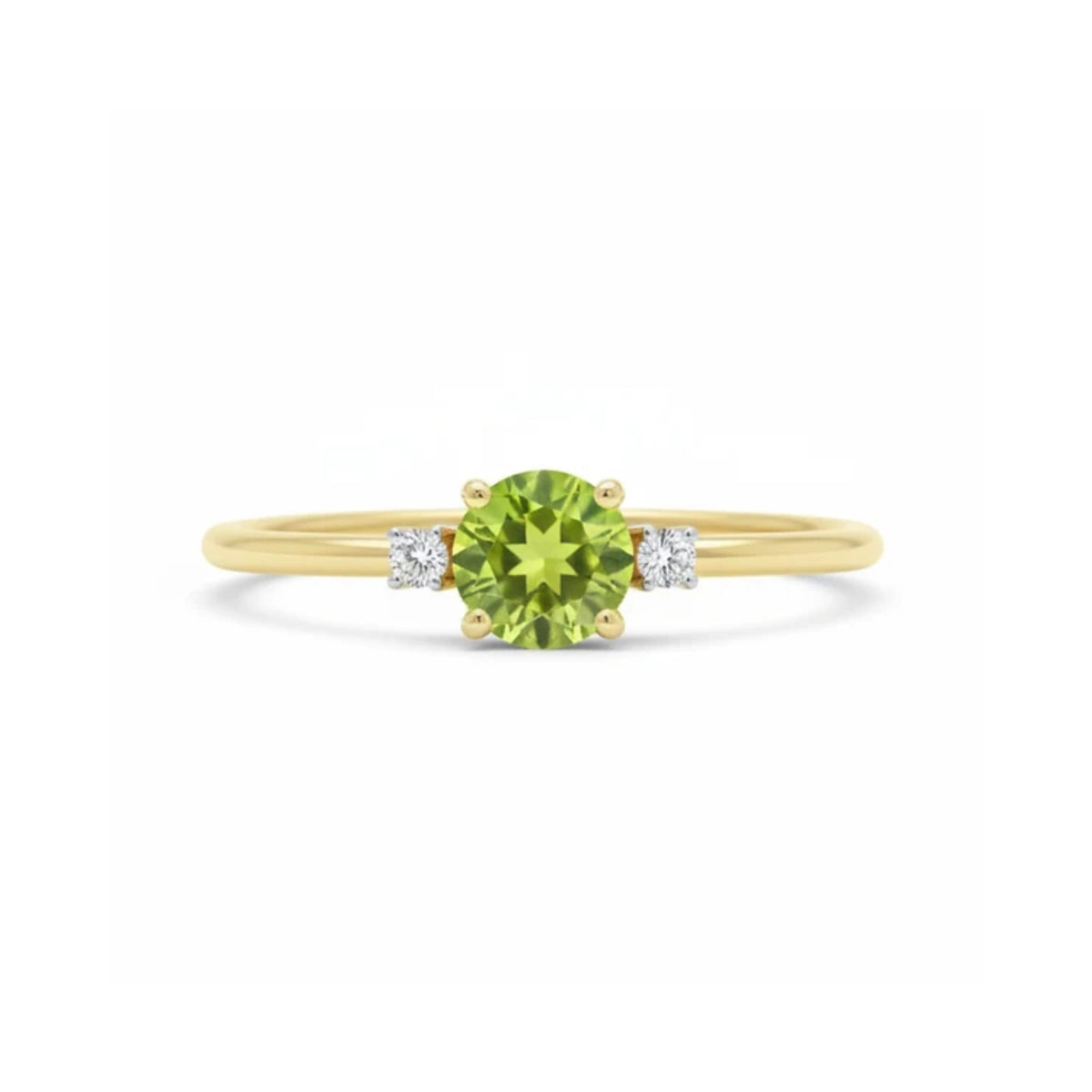 Round Peridot & Diamond Engagement Ring – Trinity