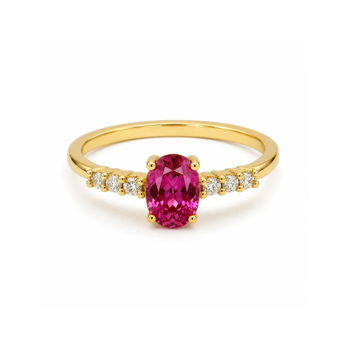 Tourmaline & Diamond Engagement Ring in 18K Yellow Gold
