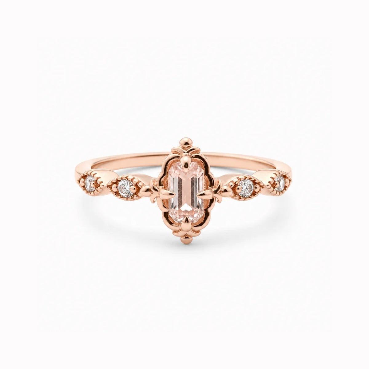 Art Deco Morganite Engagement Ring With Diamond