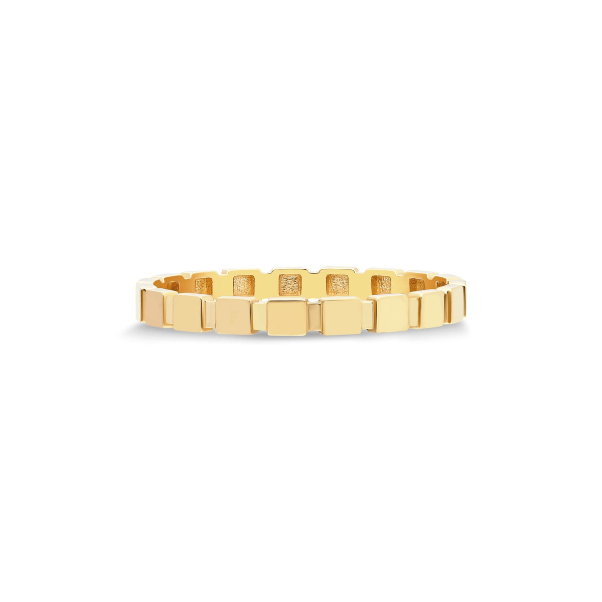 Zlatý prsten se čtvercovým vzorem – 14K zlato