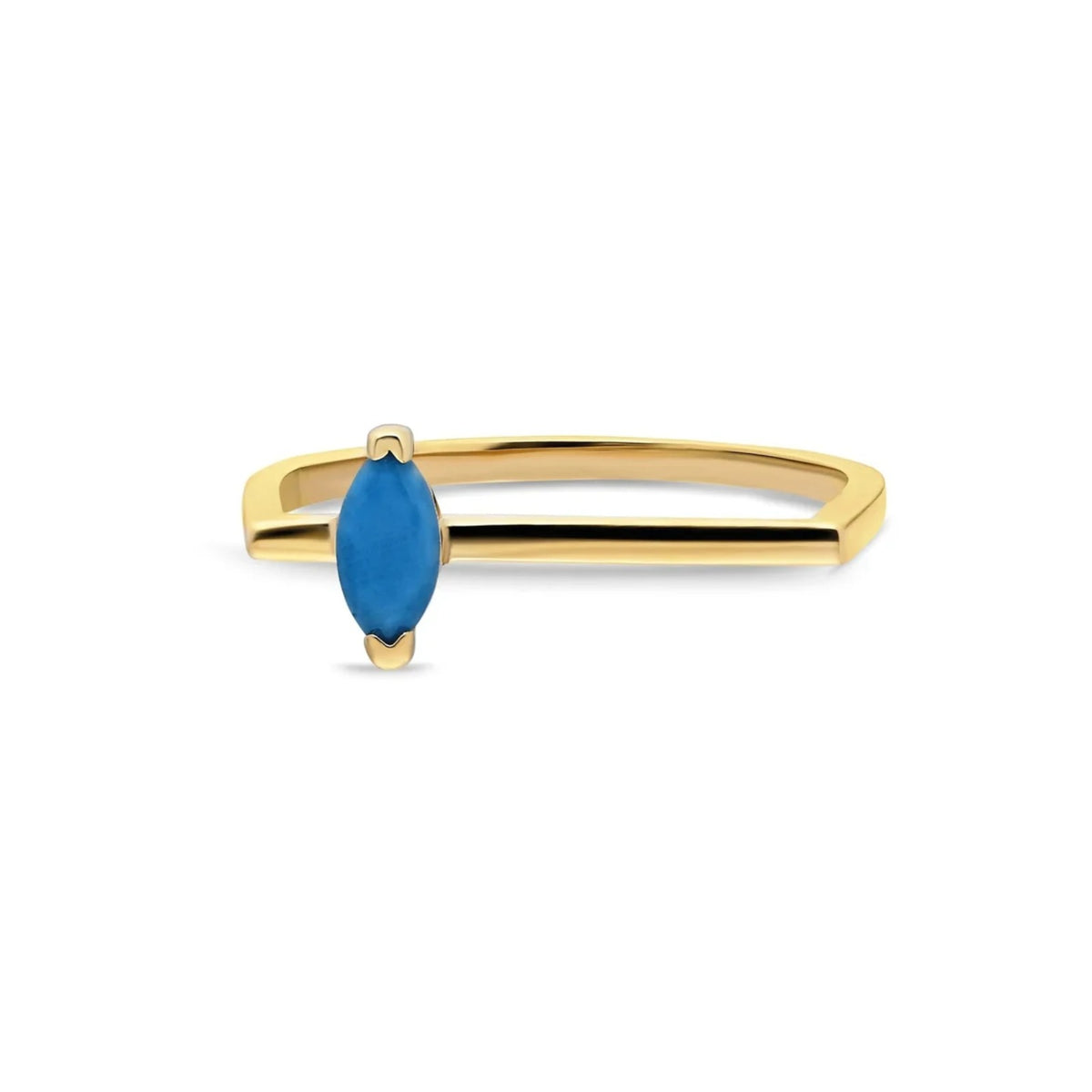 Solid Gold Bar Turquoise Ring