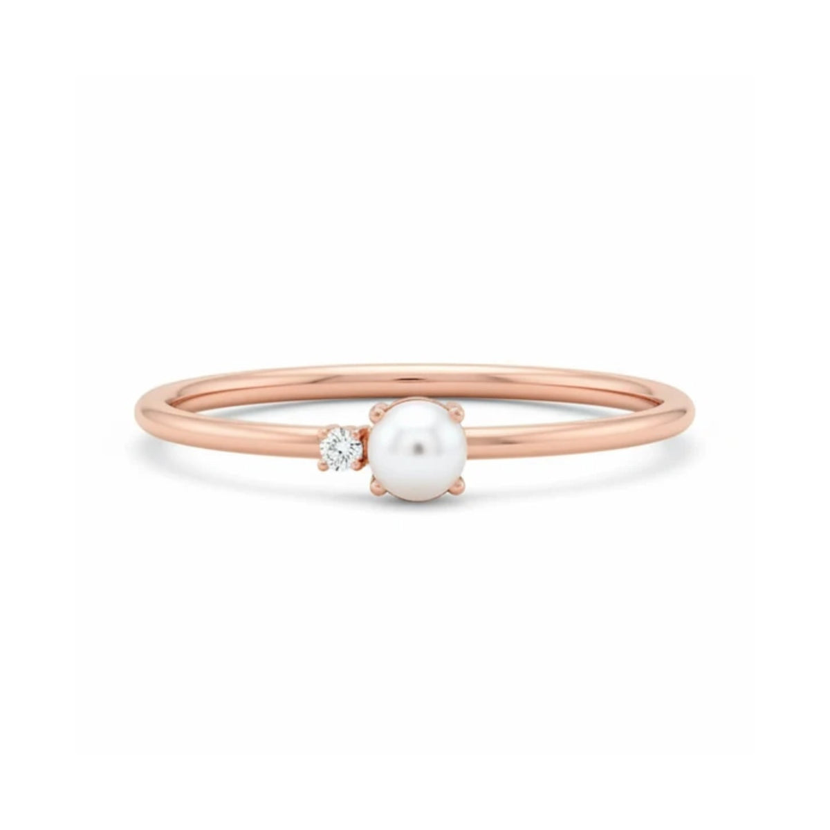 Elegantní prsten s Perlou a Diamantem – 14kt zlato
