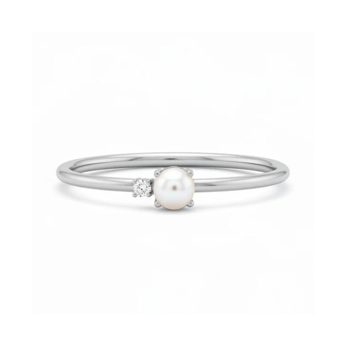Elegantní prsten s Perlou a Diamantem – 14kt zlato