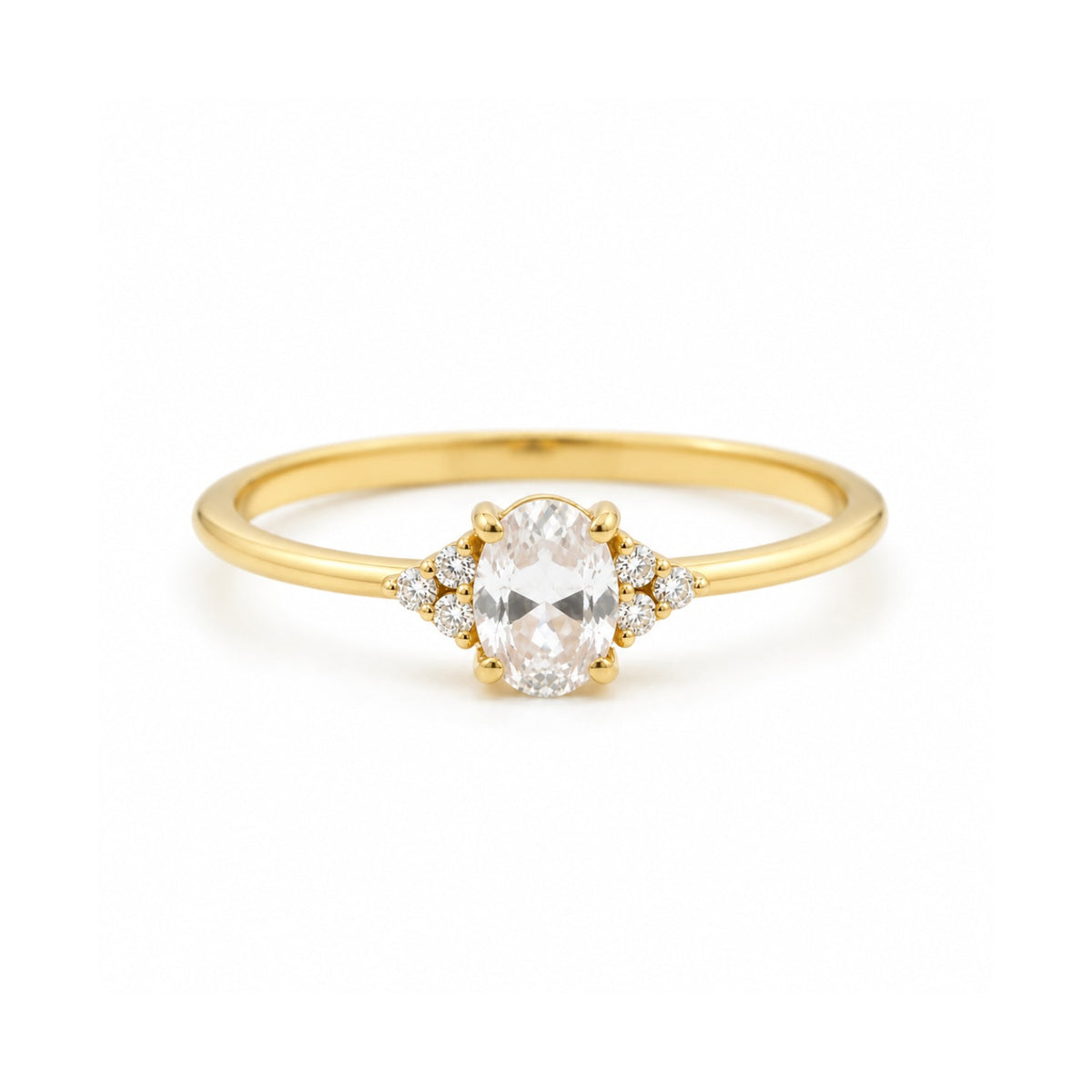 Rose Cut White Sapphire Ring With Diamonds - Solenne