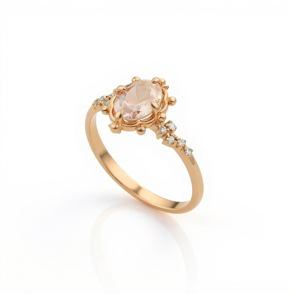 Oval Morganite Engagement Ring With Diamond