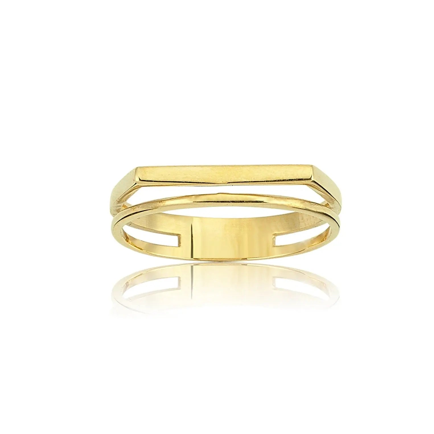 Double Gold Ring in 14 Karat Solid Gold Orizzo fine jewelry
