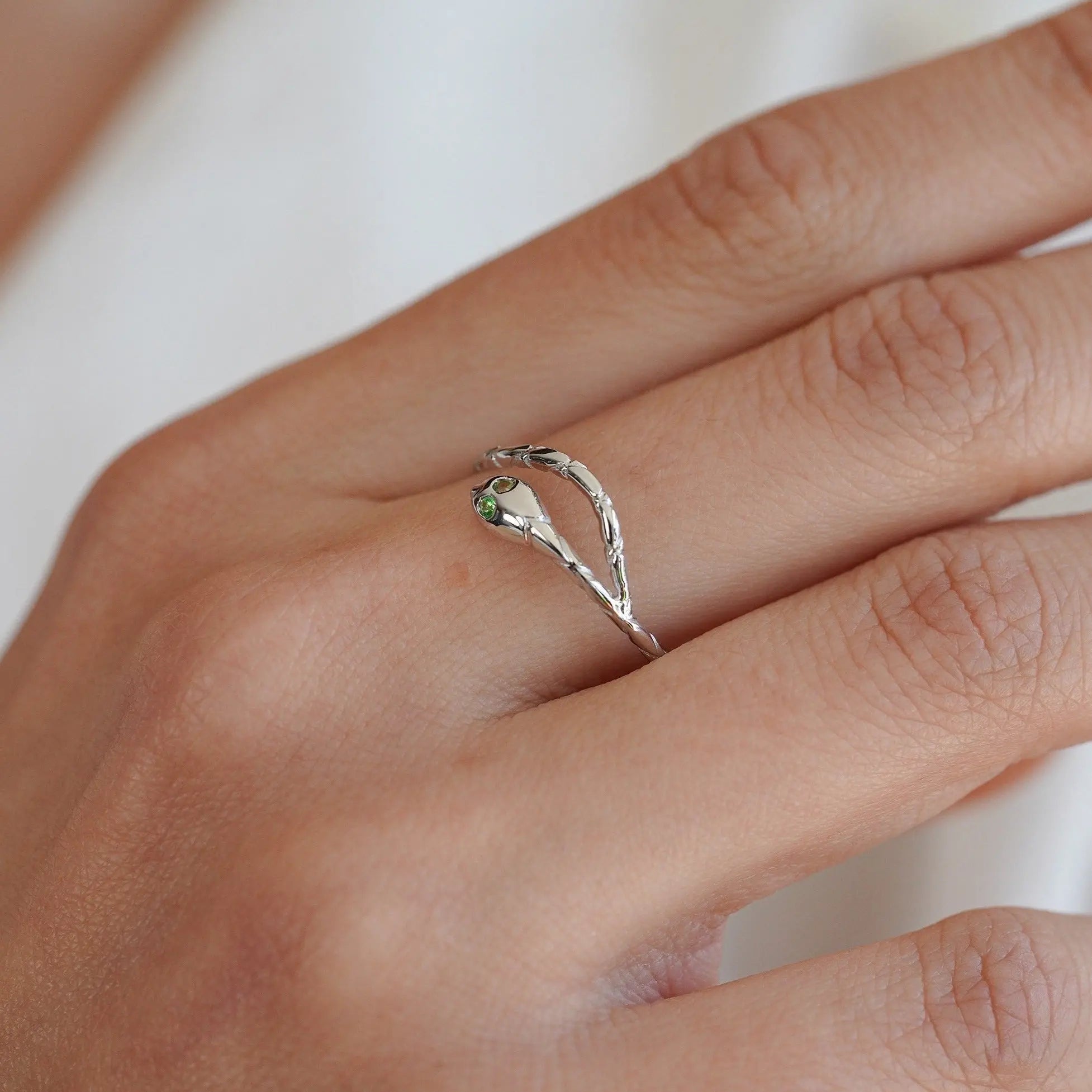 Snake Ring , Gold Snake Ring , Solid Gold Ring , Snake Jewelry , Emerald Snake Ring , Gift Idea