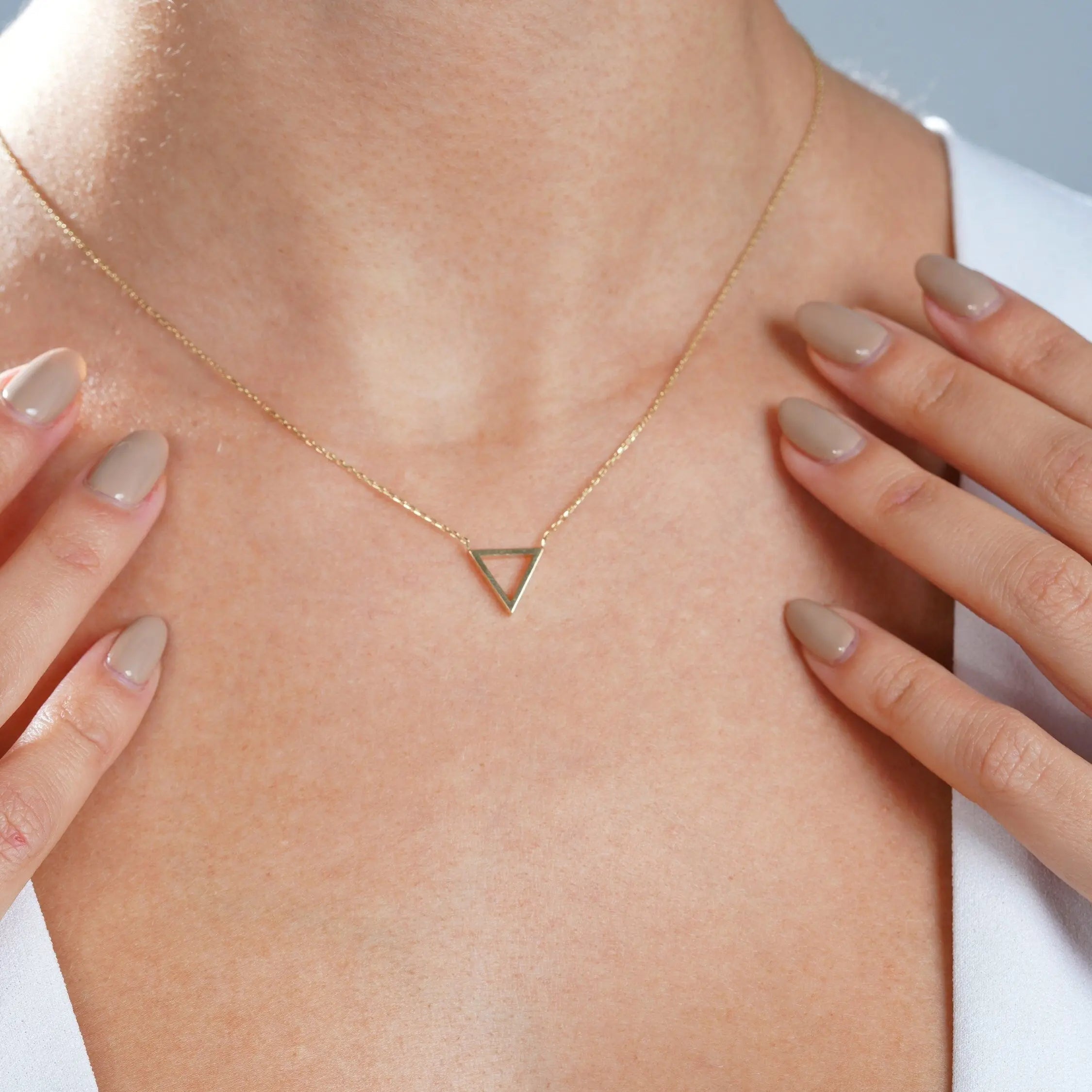 Triangle Gold Necklace , Triangle Necklace , Solid Gold Necklace , Triangle Jewelry , Gold Necklace Orizzo fine jewelry