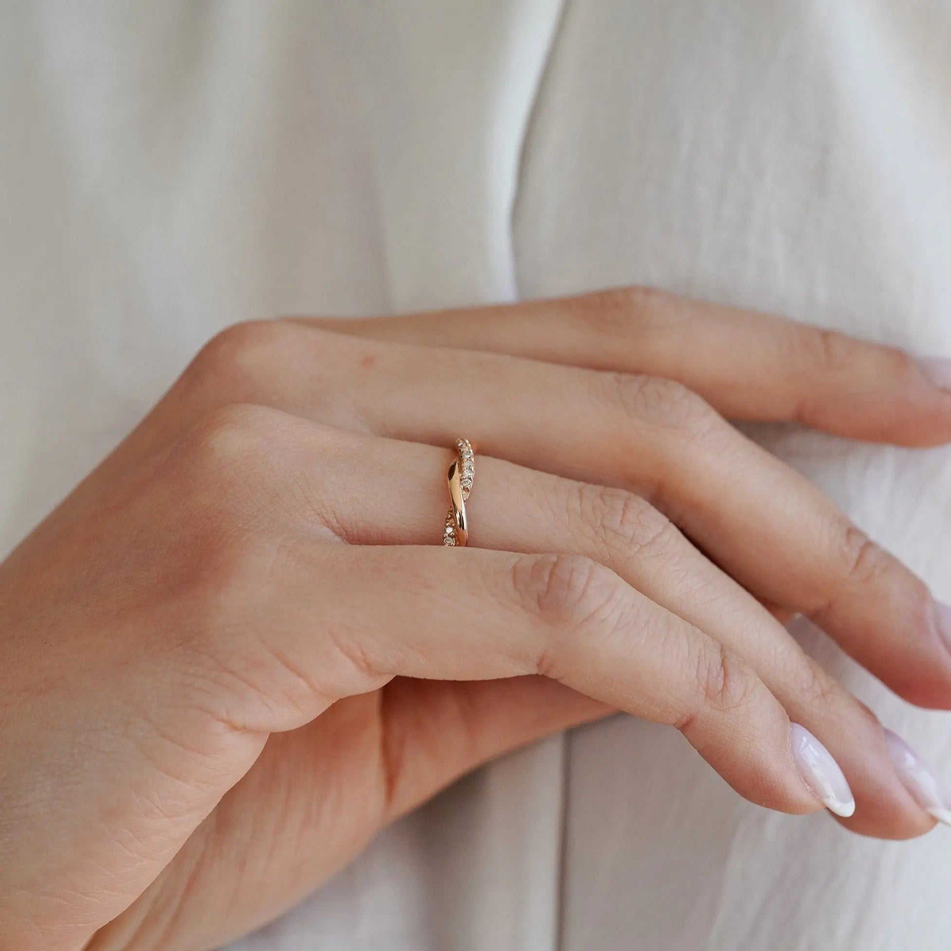 Gold Diamond Twist Ring , Diamond Eternity Ring , Twist Diamond Wedding Band , Twist Gold Ring , Twist Diamond Ring