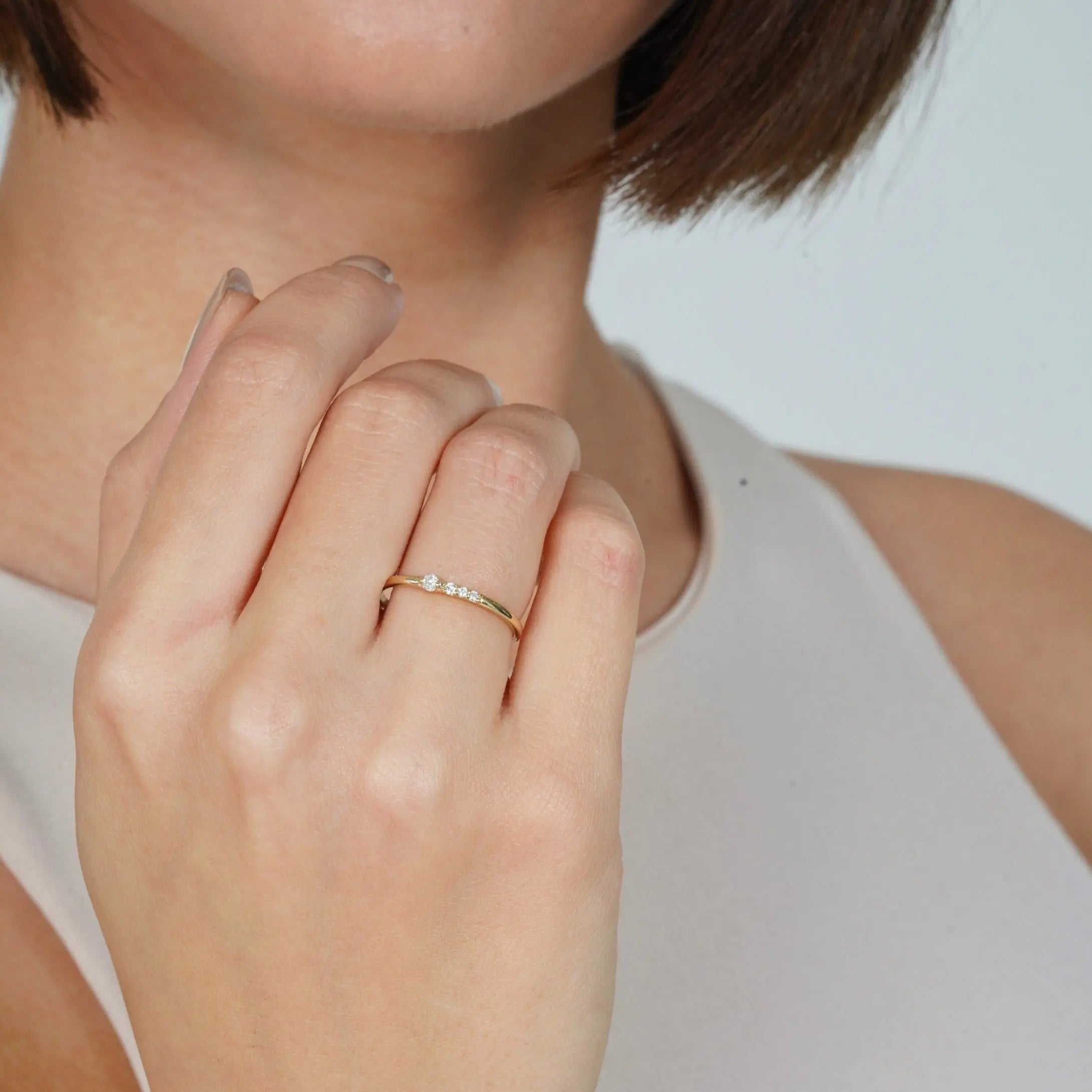 Dainty Diamond Ring , Diamond Ring , Solid Gold Ring , Delicate Ring , Minimal Diamond Ring , Gift For Her , Gold Ring