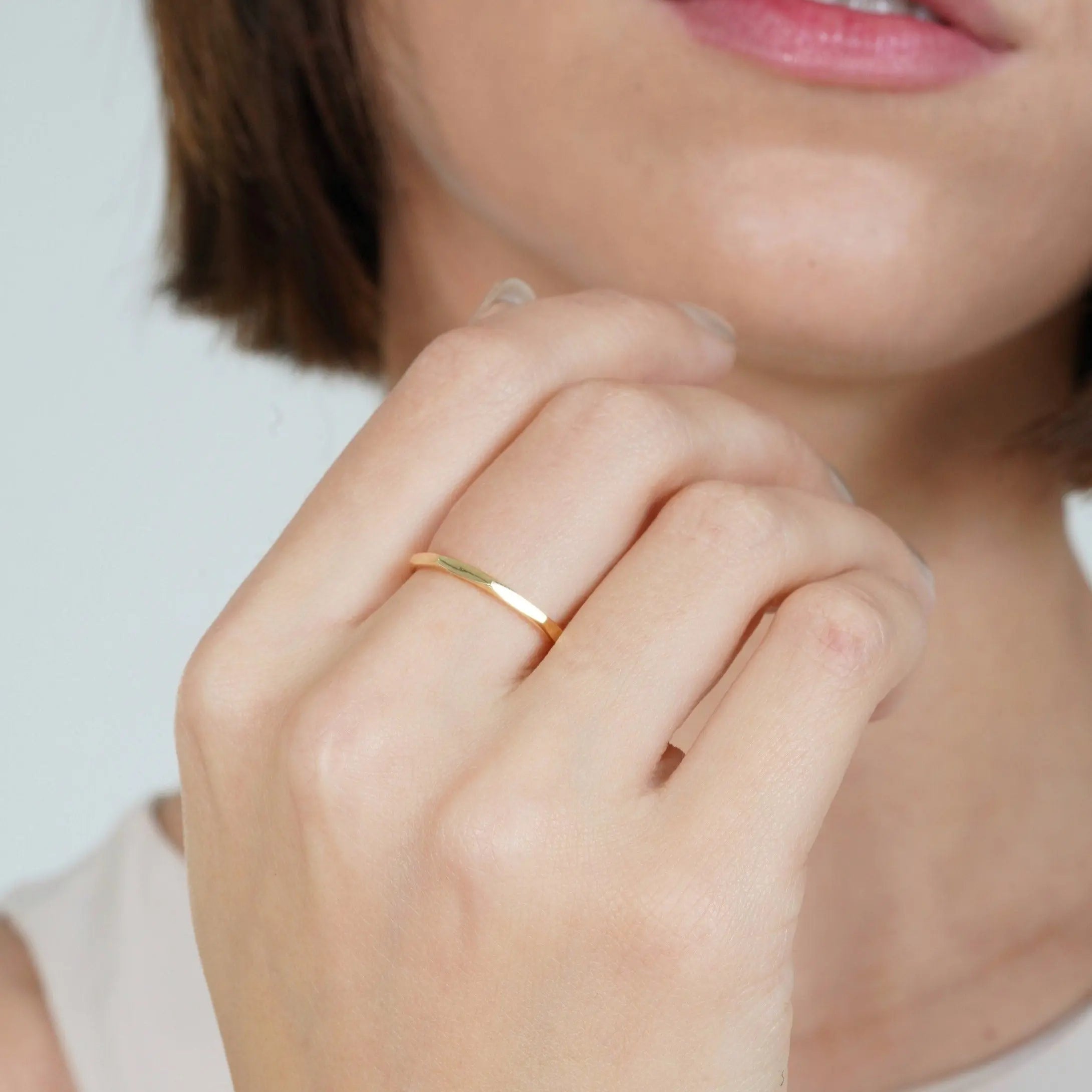 Minimal Hexagon Gold Ring , Tiny Gold Ring , Stackable Gold Ring , Hexagon Stacking Ring , Cool Gift For Her , Stackable Hexagon Ring