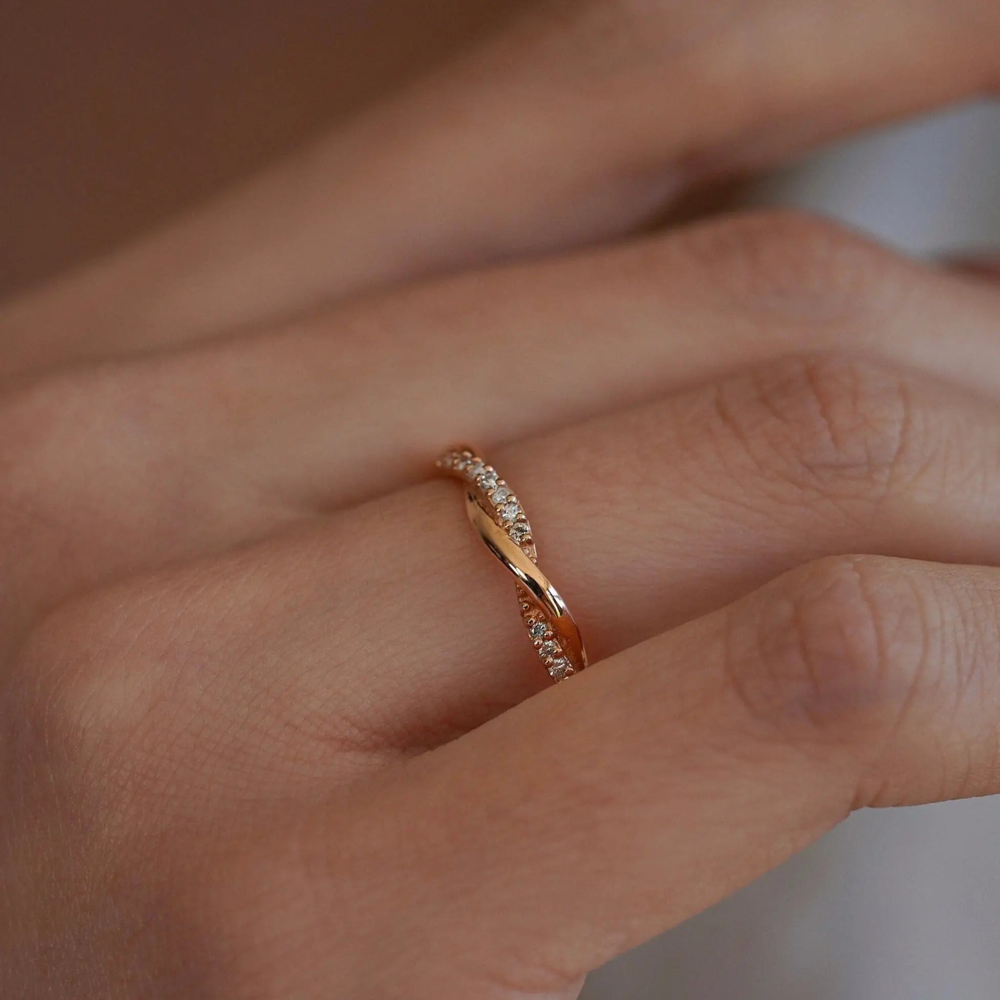 Gold Diamond Twist Ring , Diamond Eternity Ring , Twist Diamond Wedding Band , Twist Gold Ring , Twist Diamond Ring