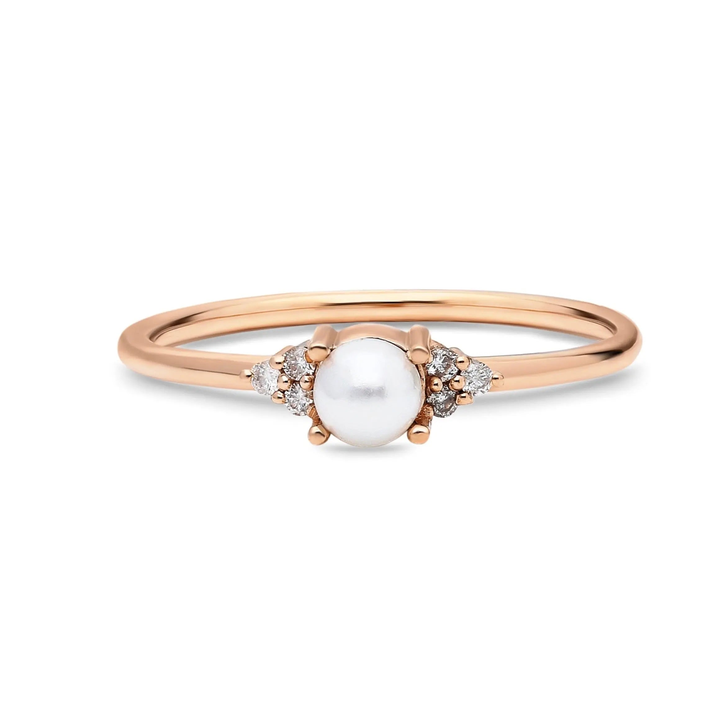 Dainty Pearl Ring , Pearl Ring , Diamond Ring , Solid Gold Ring , Promise Ring , Engament Ring , Pearl Jewelry